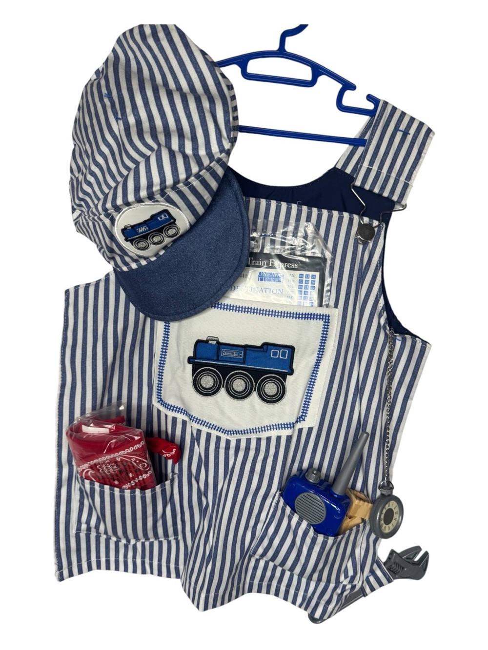 Imaginarium Train Engineer Costume Set Kids Vest Hat Whistle Accessories.